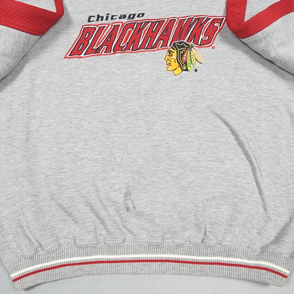 Vintage Chicago Blackhawks Sweatshirt Mens Gray Lee Sport NHL Embroidered - Picture 3 of 16